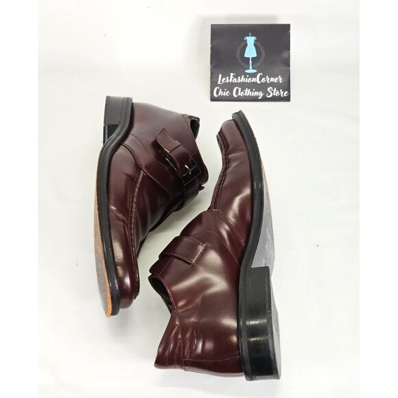Rodolfo Zengarini Men's Burgundy Leather Monk Strap Buckle Loafers Sz 42 (9) 103 - Picture 11 of 16